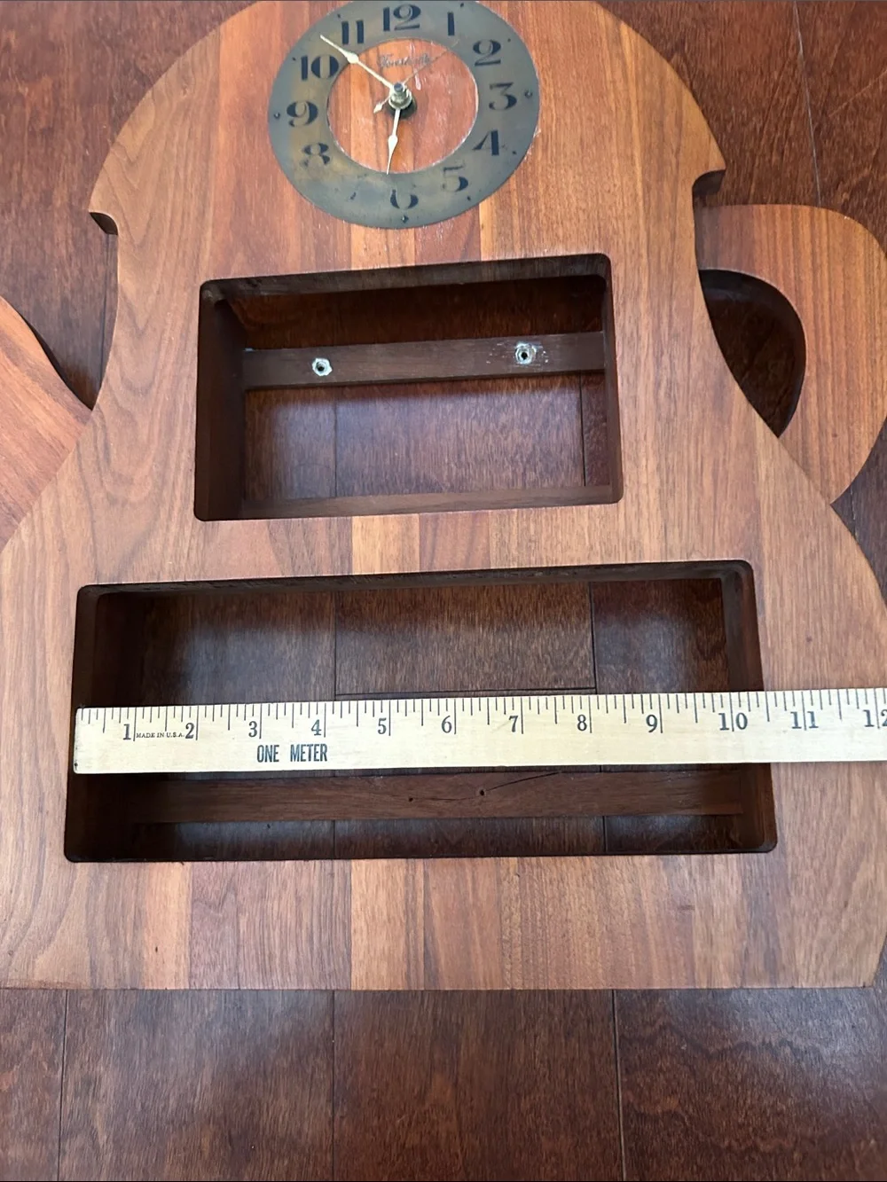 Vintage Forestville Wood Teapot Wall Clock and Spice Rack Shelf